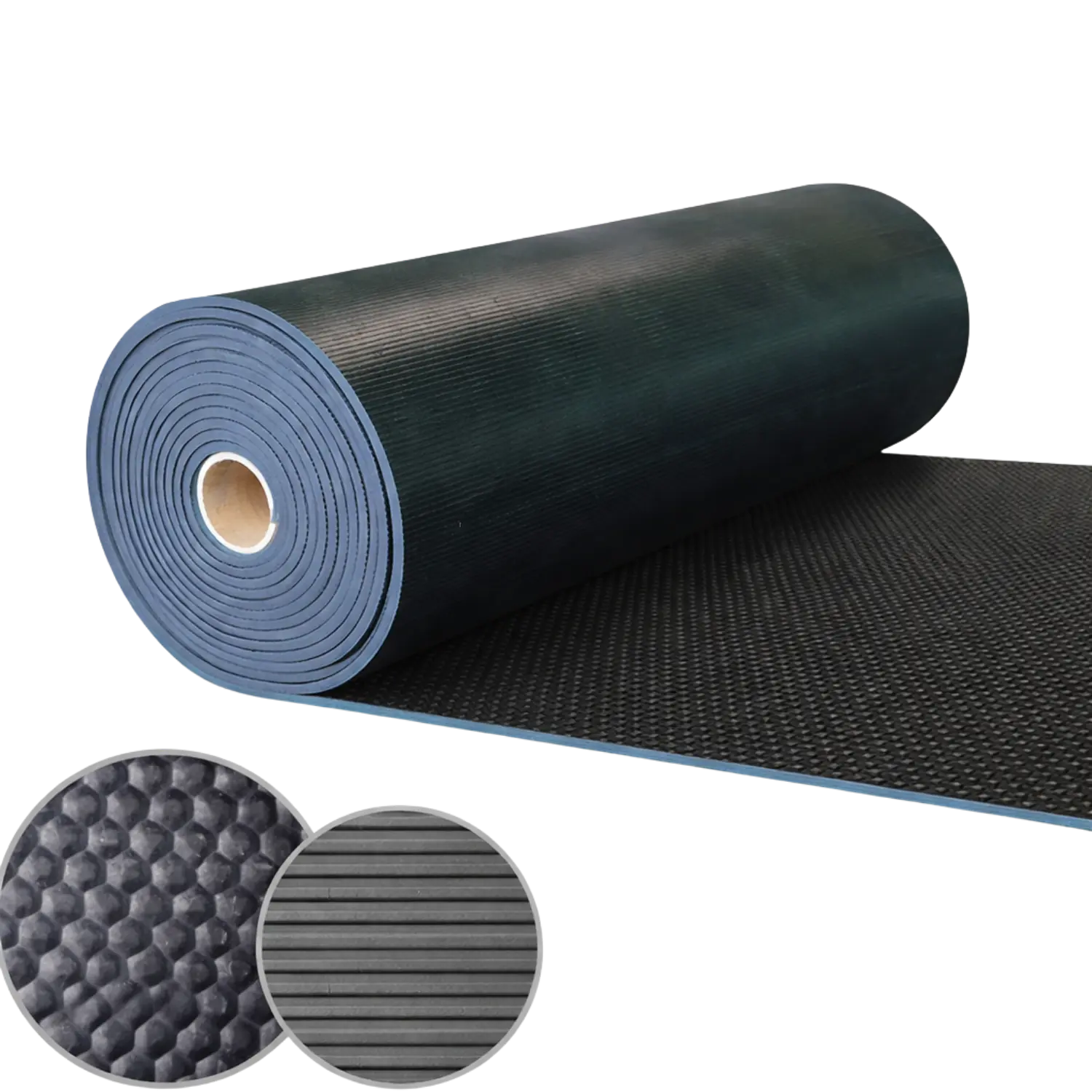 Gummimatte på rull med tekstilinnlegg - svart, 12 mm (2,45x33 m)
